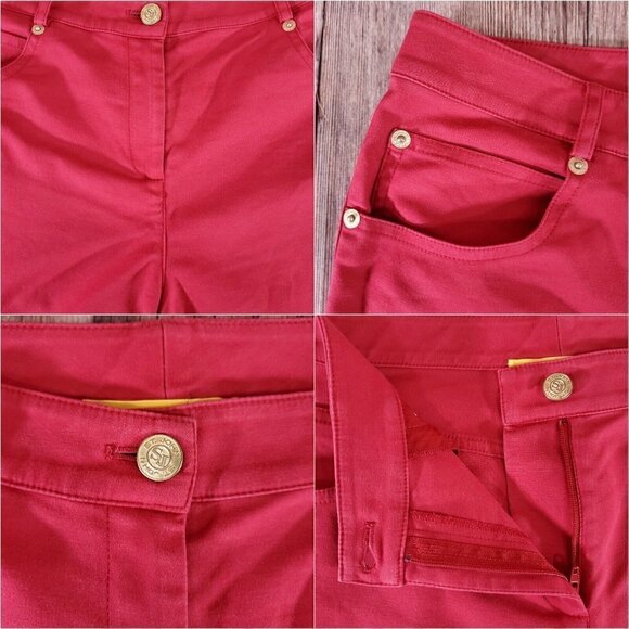 *Read Desc* St John Womens Size 4 Red 5 Pockets Straight Leg Pants Cotton Blend - Picture 4 of 15